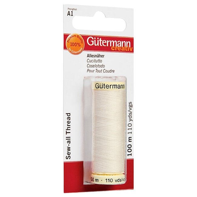 Универсальная швейная нить Gütermann 100 м полиэстер, натуральный белый