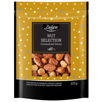 Медовая смесь карамелизованных орехов к Рождеству Deluxe 225 гр Медовая смесь карамелизованных орехов к Рождеству Deluxe 225 гр