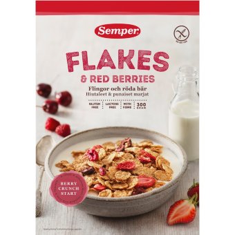 Хрустящие безглютеновые хлопья Semper с красными ягодами 300 гр Хрустящие безглютеновые хлопья Semper с красными ягодами 300 гр