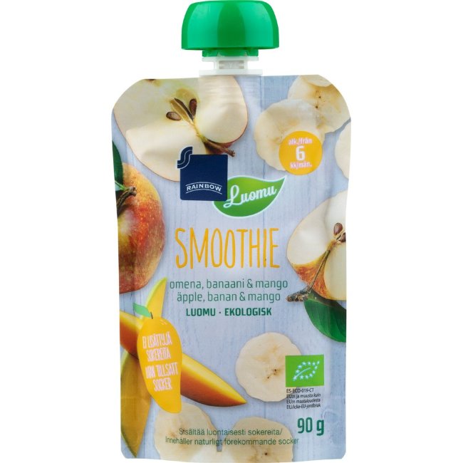 Органическое смузи Rainbow с яблоком, бананом и манго 90 гр 6 мес Органическое смузи Rainbow с яблоком, бананом и манго 90 гр 6 мес