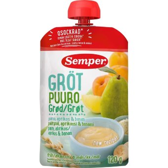 Детская каша Semper с грушей, абрикосом и бананом 120 гр