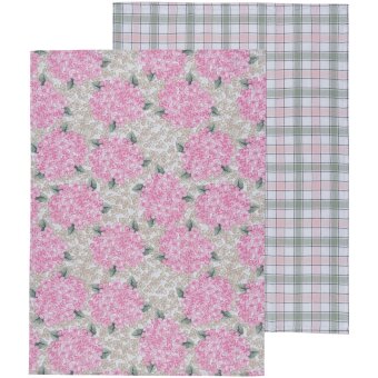 Кухончные полотенца House Hydrangea 50 x 70 см розовые (уп 2 шт)
