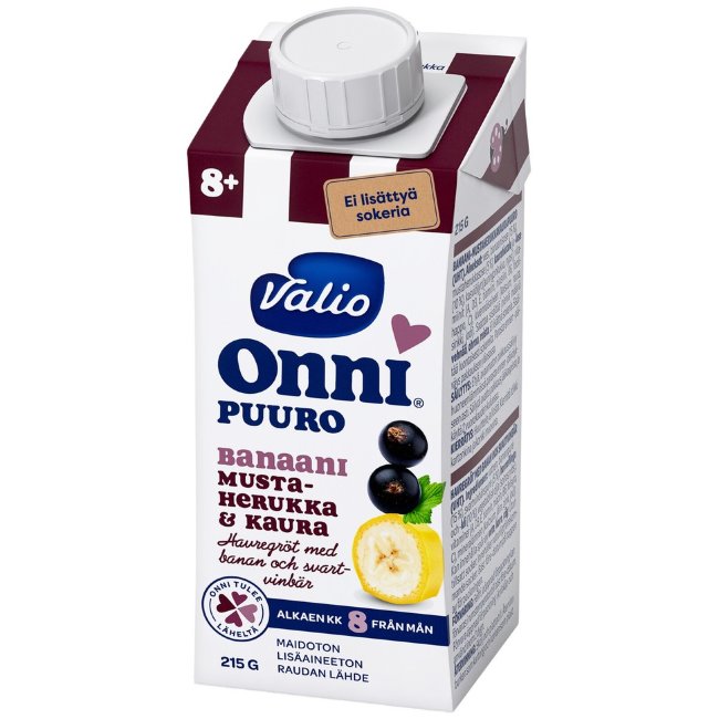 Каша овсяная с бананом и черной смородиной Valio Onni® 215 гр UHT (с 8 мес) Каша овсяная с бананом и черной смородиной Valio Onni® 215 гр UHT (с 8 мес)