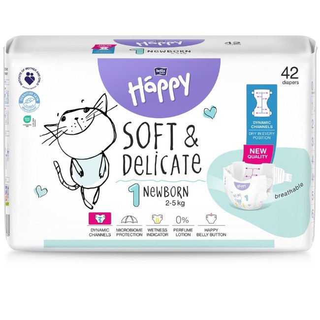 Подгузники на липучках Happy Bella Newborn 1 (уп 42 шт) 2-5 кг Подгузники на липучках Happy Bella Newborn 1 (уп 42 шт) 2-5 кг