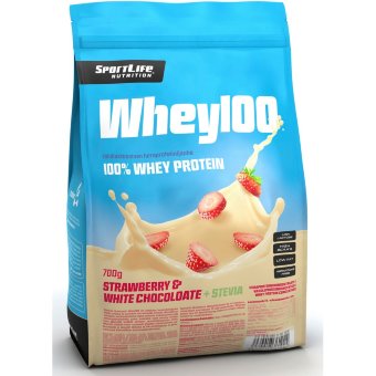 Сывороточный протеин Whey100 SportLife Nutrition белый белый шоколад-клубника/стевия 700 г Сывороточный протеин Whey100 SportLife Nutrition белый белый шоколад-клубника/стевия 700 г