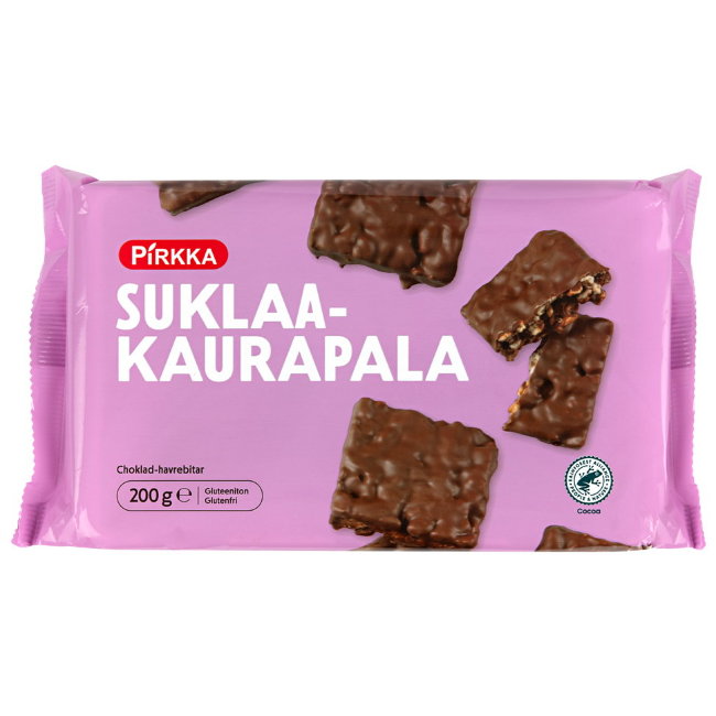 Шоколадно - овсяные батончики без глютена Pirkka 200 гр
