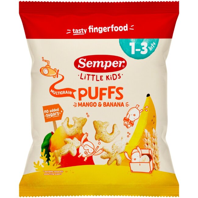 Кукурузные шарики Semper Multigrain с манго и бананом органические 1-3 года 18 гр