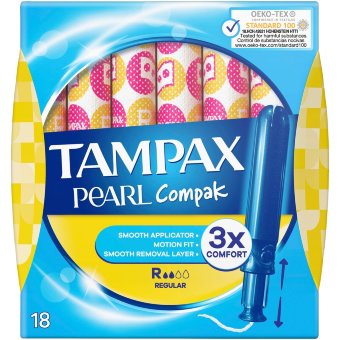 Тампоны гигиенические Tampax Compak Pearl Regular 2/4 18 шт Тампоны гигиенические Tampax Compak Pearl Regular 2/4 18 шт