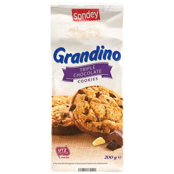 Песочное печенье Sondey Grandino Triple chocolate 200 гр Песочное печенье Sondey Grandino Triple chocolate 200 гр