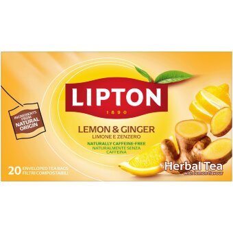 Травяной чай Lipton Lemon & Ginger Refresh (уп 20 шт)