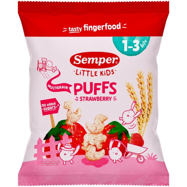 Многозерновые хрустящие палочки Semper со вкусом клубники для детей 1-3 года 18 гр Многозерновые хрустящие палочки Semper со вкусом клубники для детей 1-3 года 18 гр