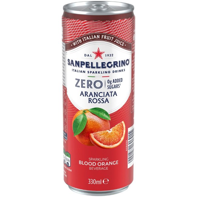 Напиток без сахара SanPellegrino Zero Aranciata Rossa 330 мл банка Напиток без сахара SanPellegrino Zero Aranciata Rossa 330 мл банка