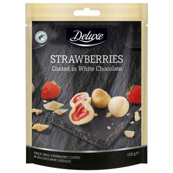 Клубника в белом шоколаде Deluxe 100 гр Клубника в белом шоколаде Deluxe 100 гр