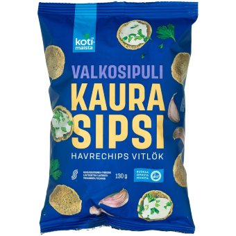Овсяные чипсы Kotimaista Kaura Sipsi с чесноком 130 гр