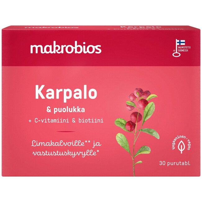 Жевательные таблетки Makrobios с клюквой, брусникой и витаминами 30 шт 16 гр
