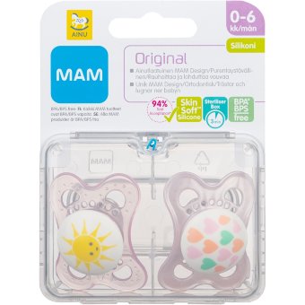 Соска-пустышка силиконовая Ainu MAM Original 0-6 мес, 2 шт