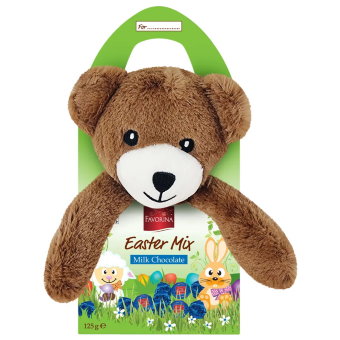 Детский пасхальный подарочный набор Favorina с мягкой игрушкой Мишка и молочным шоколадом 125 гр Детский пасхальный подарочный набор Favorina с мягкой игрушкой Мишка и молочным шоколадом 125 гр