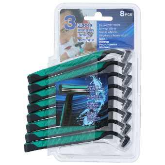 Одноразовые мужские безопасные бритвы для личной гигиены AIE Men тройное лезвие, упаковка из 8 штук (цена по акции) Одноразовые мужские безопасные бритвы для личной гигиены AIE Men тройное лезвие, упаковка из 8 штук (цена по акции)