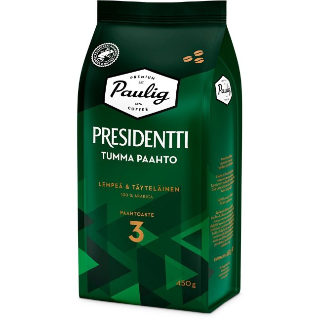 Кофе в зернах Paulig Presidentti Tumma Paahto темной обжарки 450 гр (цена по акции) Кофе в зернах Paulig Presidentti Tumma Paahto темной обжарки 450 гр (цена по акции)