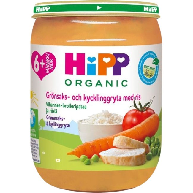 Овощное рагу с курицей и рисом HiPP 190 гр Овощное рагу с курицей и рисом HiPP 190 гр