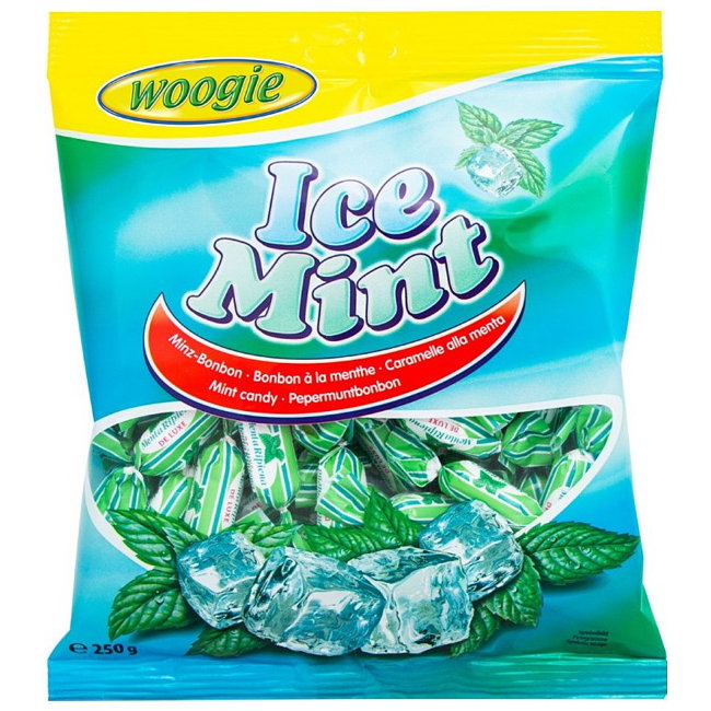 Леденцы мятные Woogie Ice Mint 250 гр (цена по акции) Леденцы мятные Woogie Ice Mint 250 гр (цена по акции)