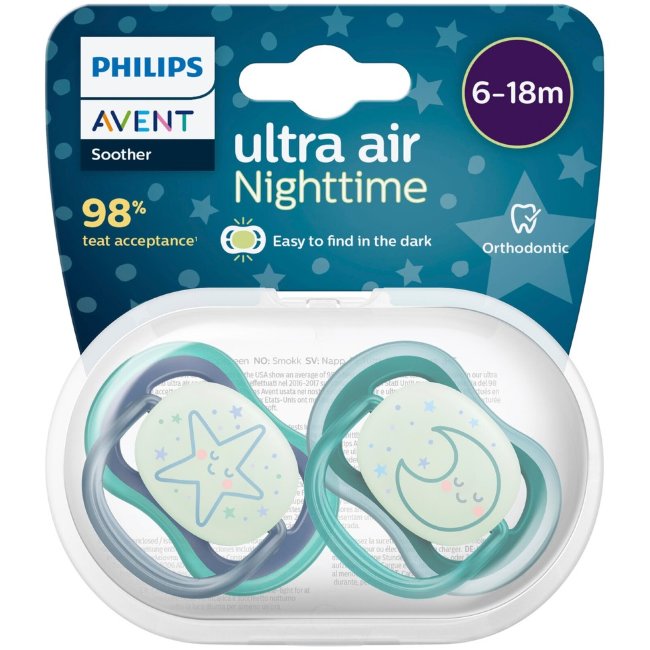Соска Philips Avent Ultra Air Night 6-18 мес, (уп 2 шт) Соска Philips Avent Ultra Air Night 6-18 мес, (уп 2 шт)
