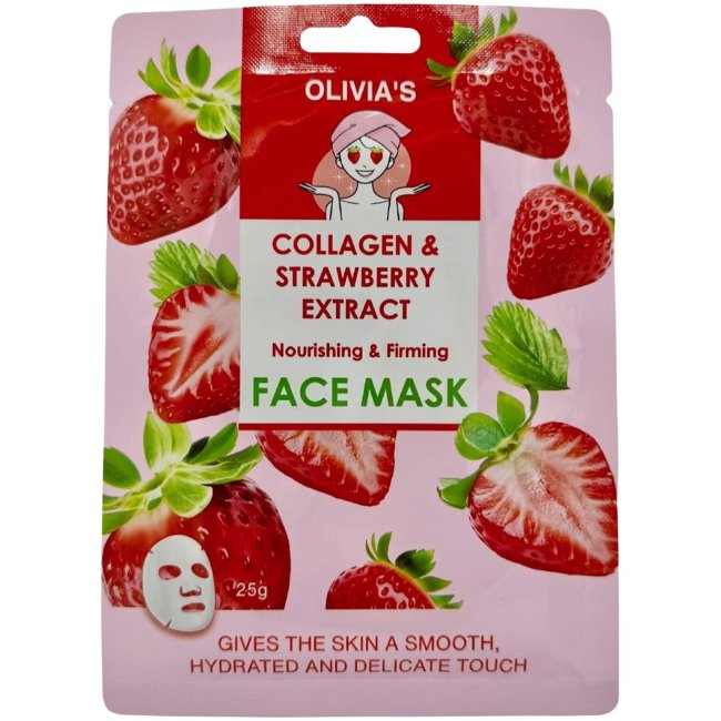 Маска для лица OLIVIA'S с коллагеном и клубникой Маска для лица OLIVIA'S с коллагеном и клубникой