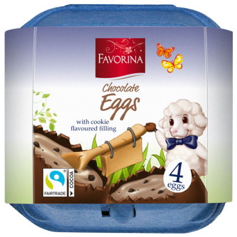 Шоколадные яйца Favorina Милый барашек с молочной начинкой 4 шт/уп 144 гр