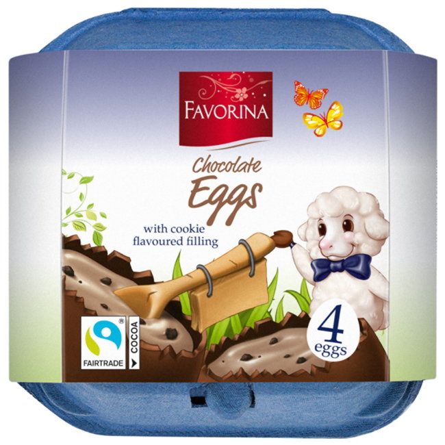 Шоколадные яйца Favorina Милый барашек с молочной начинкой 4 шт/уп 144 гр