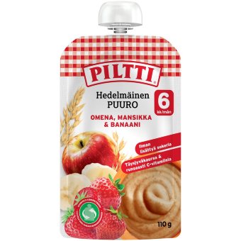 Пюре овсяное фруктовое Piltti (уп 1 шт) 110 гр яблоко-клубника-банан 6 мес