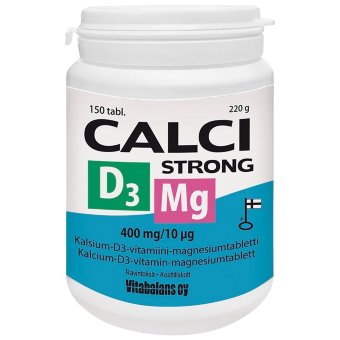 Витамины с кальцием и магнием Calci Strong 400 мг + Magnesium 187 мг + D3-vitamiini 10 мкг 150 таблеток Vitabalans Витамины с кальцием и магнием Calci Strong 400 мг + Magnesium 187 мг + D3-vitamiini 10 мкг 150 таблеток Vitabalans