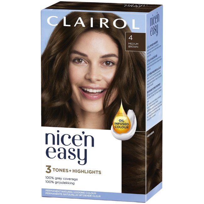 Стойкая краска для волос Clairol Nice´n Easy 4 средне-каштановый
