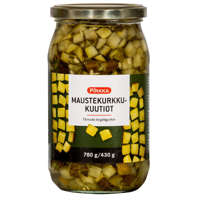 Огурцы маринованные кубиками Pirkka 780/430 гр