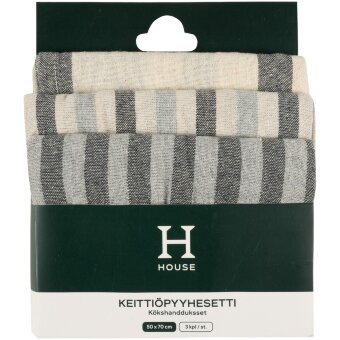 Кухонные полотенца House 3 шт Kuala, Iskander, Seberang натурально-белый/серый/светло-синий