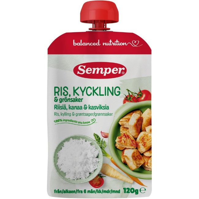 Детское питание Semper рис с курицей и овощами 120 гр Детское питание Semper рис с курицей и овощами 120 гр