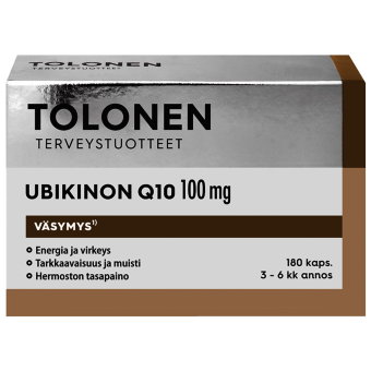 Убихинон Q10 100 мг с витаминами B1 и B2 пищевая добавка 180 капсул Ubikinoni Tolonen Убихинон Q10 100 мг с витаминами B1 и B2 пищевая добавка 180 капсул Ubikinoni Tolonen