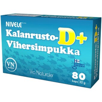 Витамины для суставов с акульим хрящем Hainrusto+vihersimpukka D+ 80 капсул Via Naturale