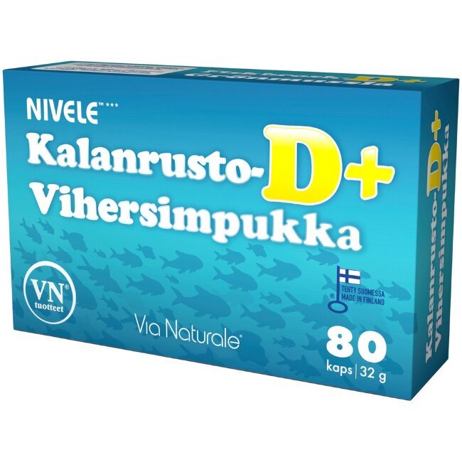 Витамины для суставов с акульим хрящем Hainrusto+vihersimpukka D+ 80 капсул Via Naturale