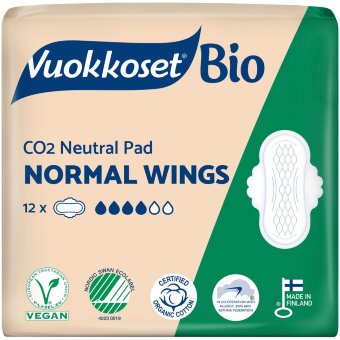 Прокладки гигиенические Vuokkoset 100% Bio Normal 4/6, 12 шт Прокладки гигиенические Vuokkoset 100% Bio Normal 4/6, 12 шт