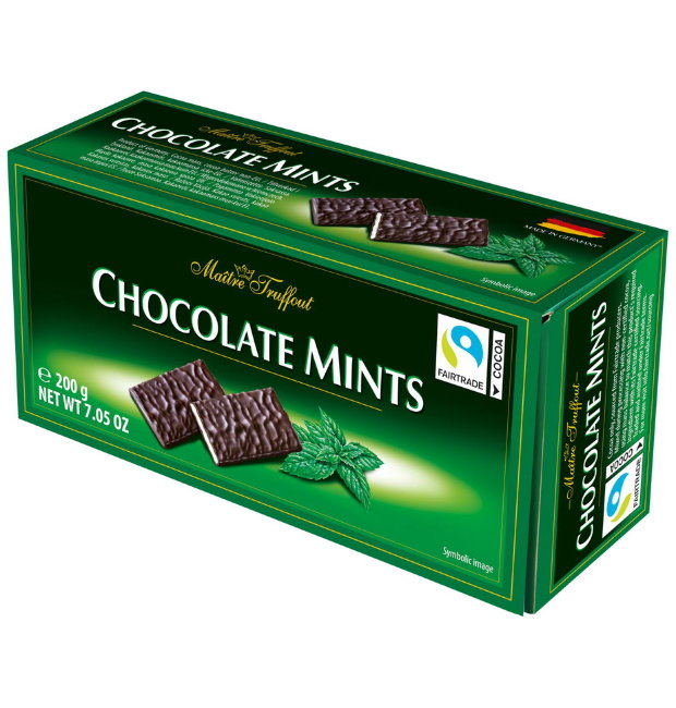 Шоколадные плитки с мятой Maitre Truffout 200 гр