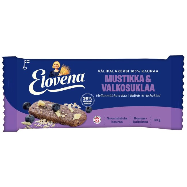 Цельнозерновое печенье с черникой и белым шоколадом Elovena 30 гр