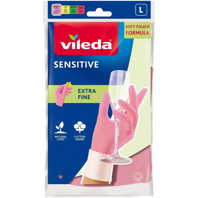 Тонкие хозяйственные перчатки Vileda Sensitive L 1 пара Тонкие хозяйственные перчатки Vileda Sensitive L 1 пара
