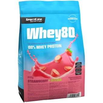 Сывороточный протеин Whey80 SportLife Nutrition клубника/стевия 600 г Сывороточный протеин Whey80 SportLife Nutrition клубника/стевия 600 г