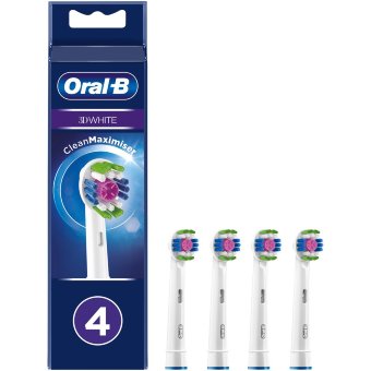 Запасные насадки Oral-B 3D White с технологией CleanMaximiser, 4 шт