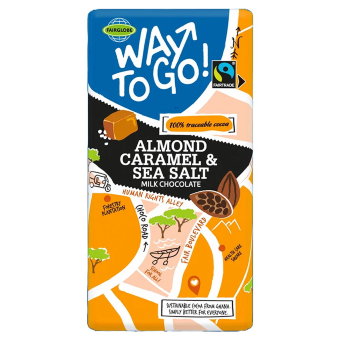 Шоколад Way To Go! (миндаль с карамелью и морской солью) Fairglobe 200 гр Шоколад Way To Go! (миндаль с карамелью и морской солью) Fairglobe 200 гр