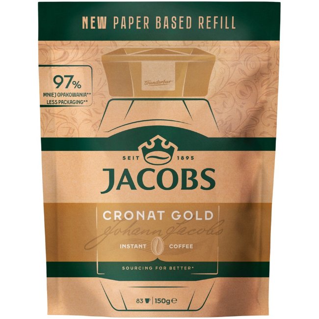 Растворимый кофе Jacobs Cronat Gold 150 гр в многоразовом эко-пакете