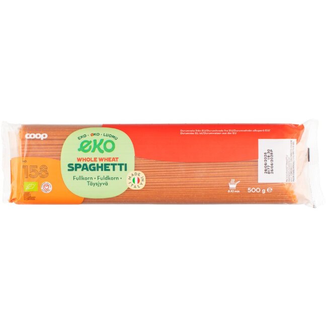 Цельнозерновые спагетти Coop органические 500 гр