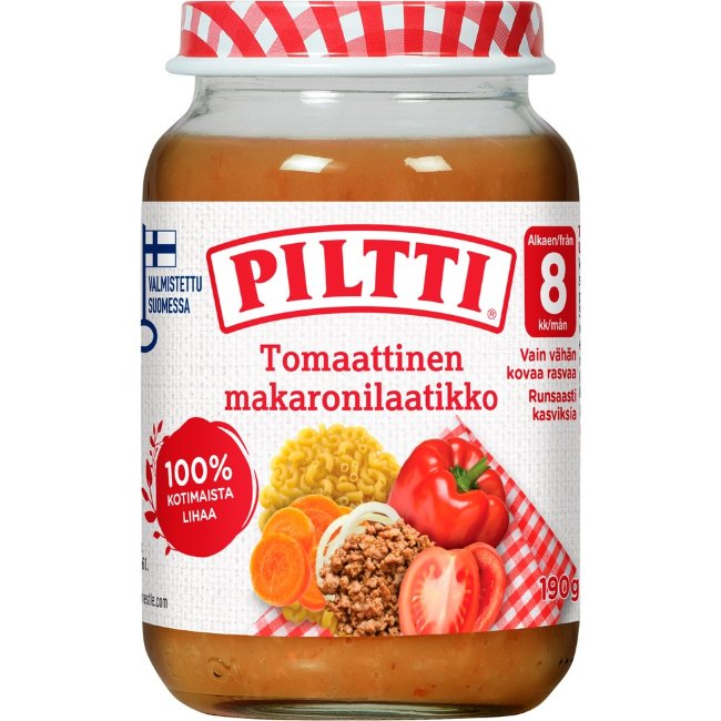 Детское питание Piltti томатная запеканка с макаронами 190 гр Детское питание Piltti томатная запеканка с макаронами 190 гр