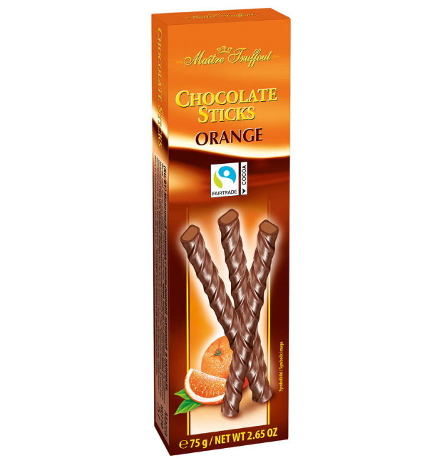 Палочки Maître Truffout молочный шоколад с апельсином 75 гр