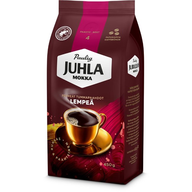 Кофе в зернах темной обжарки Paulig Juhla Mokka Lempea 450 гр